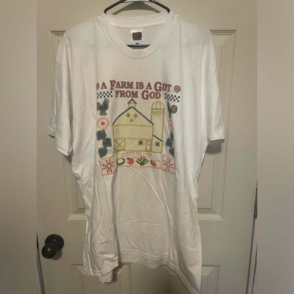 Vintage Farm Theme Cotton FOTL Tee, Women’s XL, NWOT